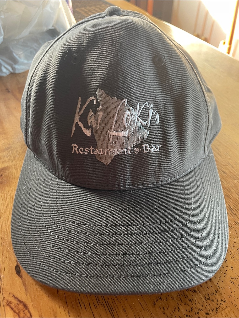 Kai Lokis Restaurant & Bar Embroidered SnapBack Gray Baseball Cap.Hawaii